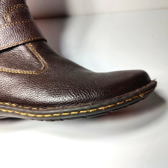 BOC Dark Brown Flat Heeled Inner Zipper Leather Boots Womens Shoe Size 7M - Picture 5 of 11